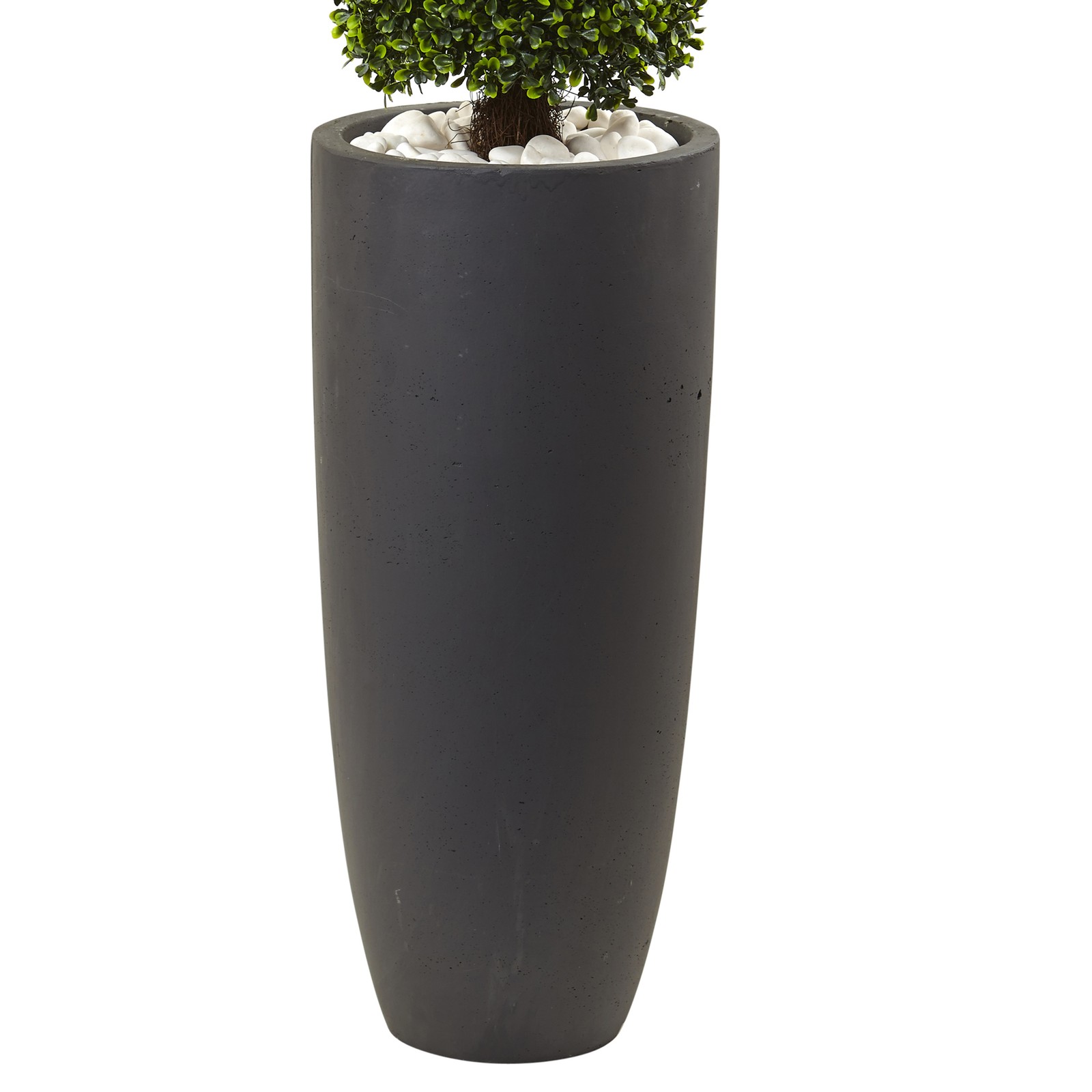 Indoor/Outdoor 50″ Boxwood Topiary with Cylindrical Planter in Green/Gray