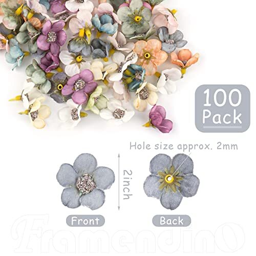 Small Fake Flowers for Crafts Multicolor Mini Silk Daisy 100 Pack Style a