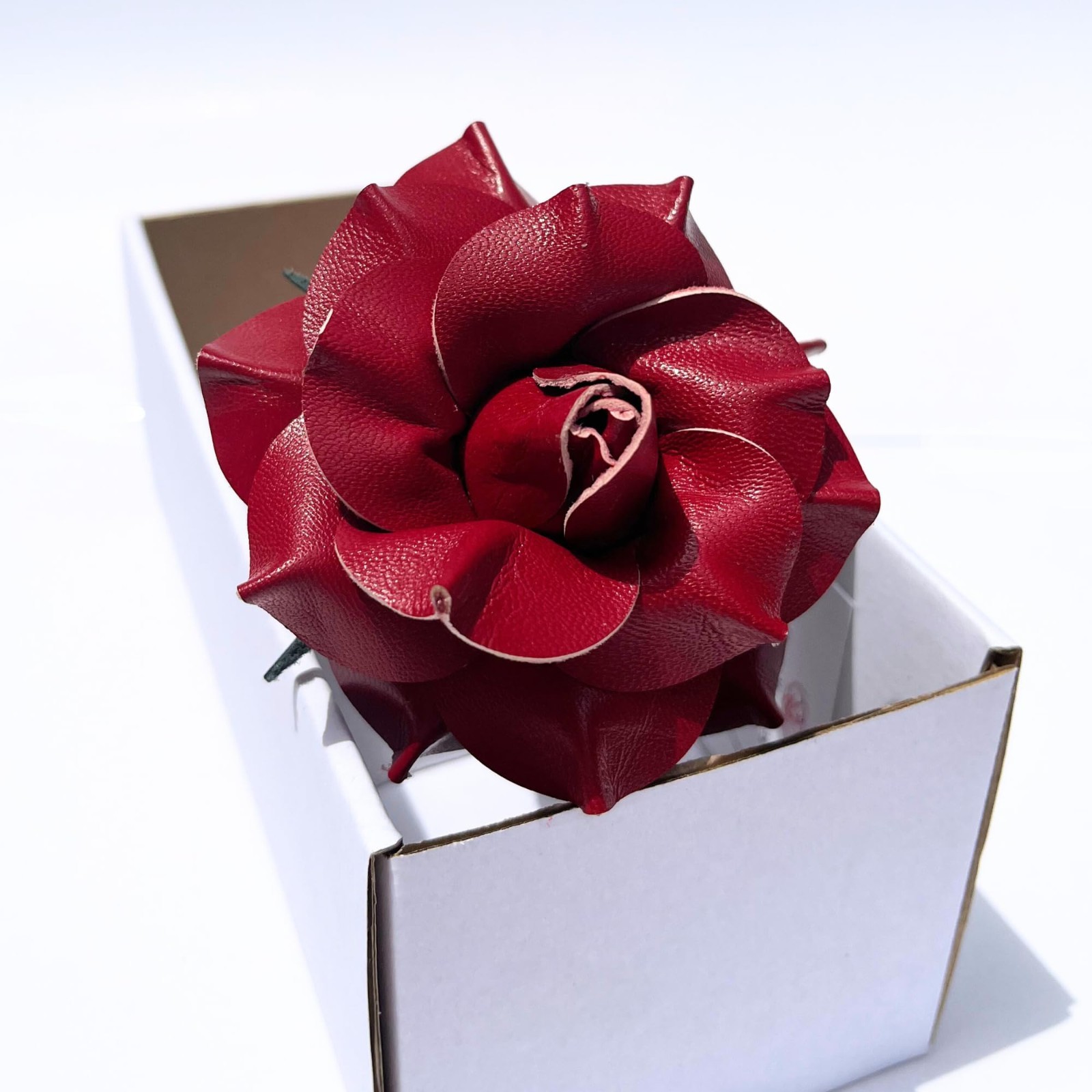Handmade Leather Rose Gift – Genuine Flower for 3rd Anniversary, Valentine’s Day