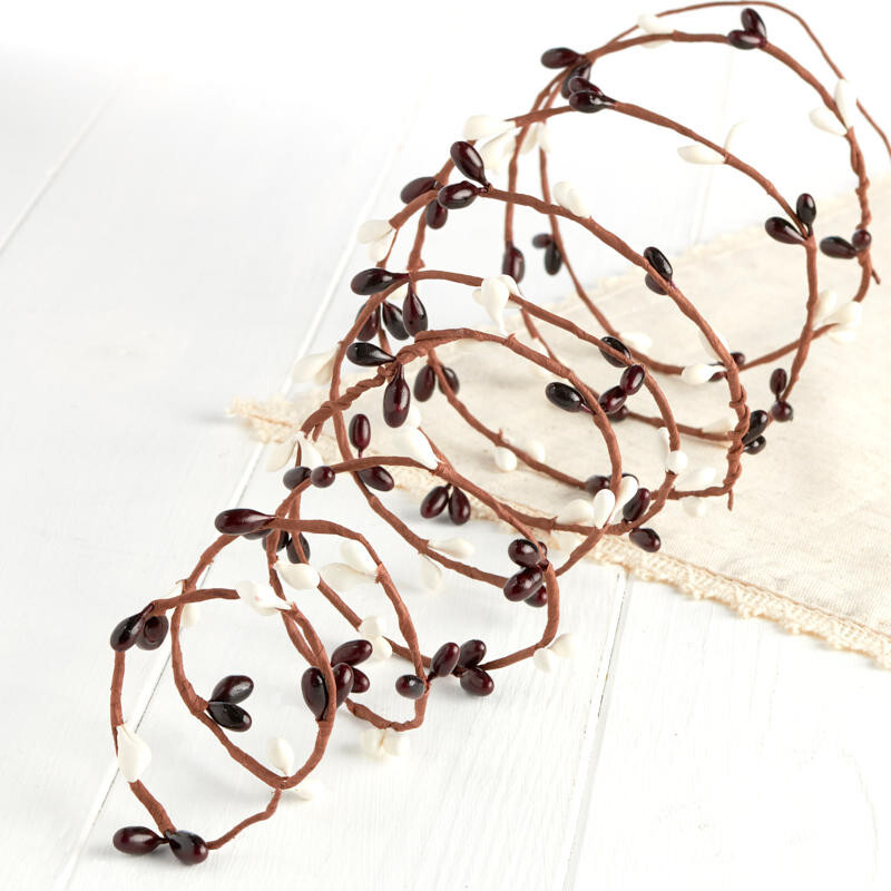 Set of 4 Single Vine Burgundy and Cream Pip Berry Garlands – 60 inches each