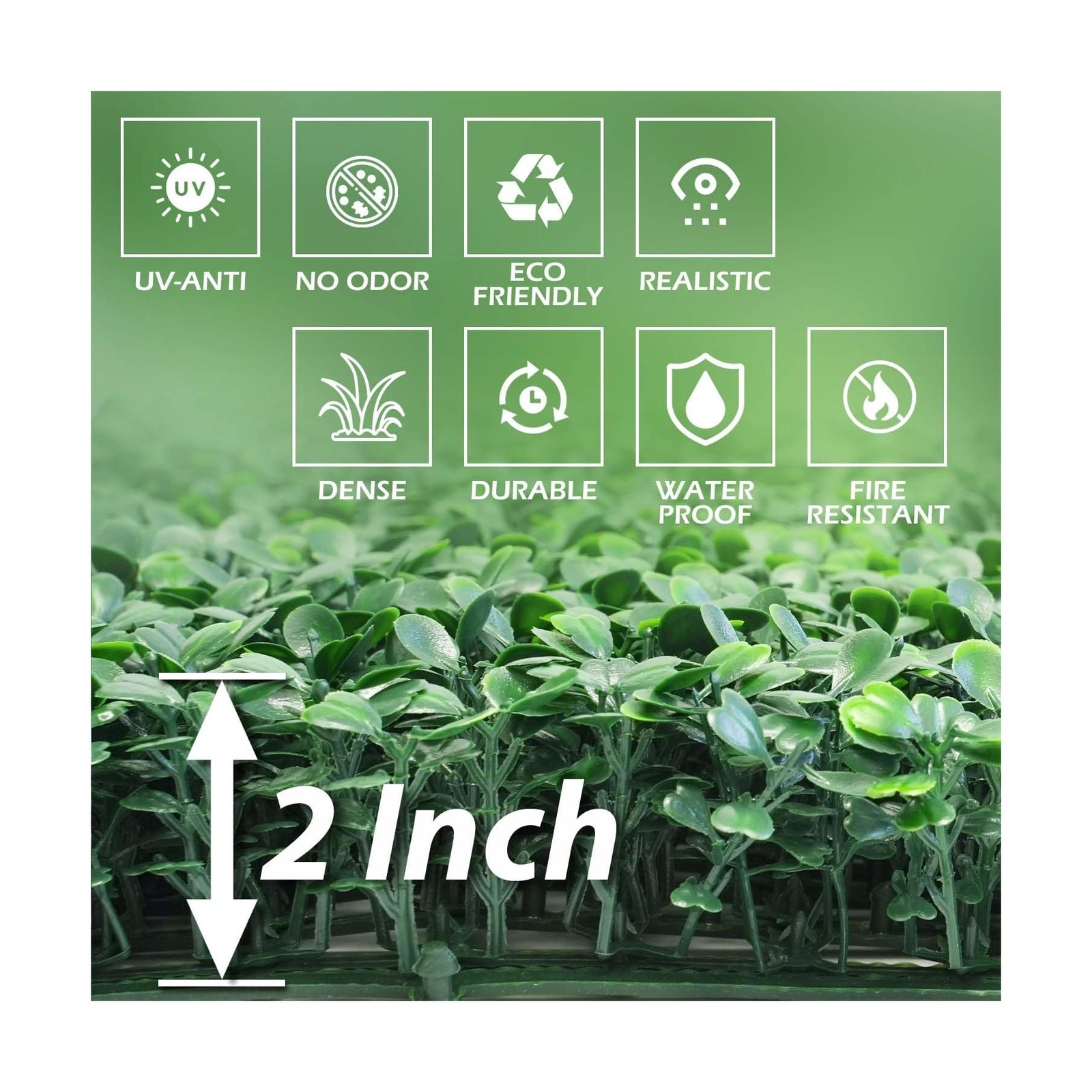 Grass Wall Panels, 10″x 10″(12pcs) 4-Layer Artificial Boxwood Faux Green Wall…
