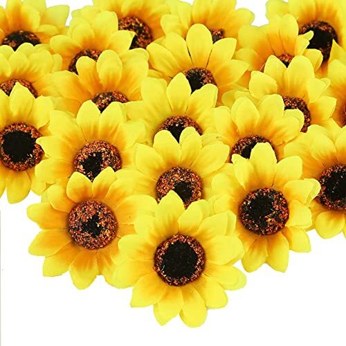25pcs Fake Sunflowers Heads, 2.8″ Artificial Sunflower Gerbera Daisy Flowers