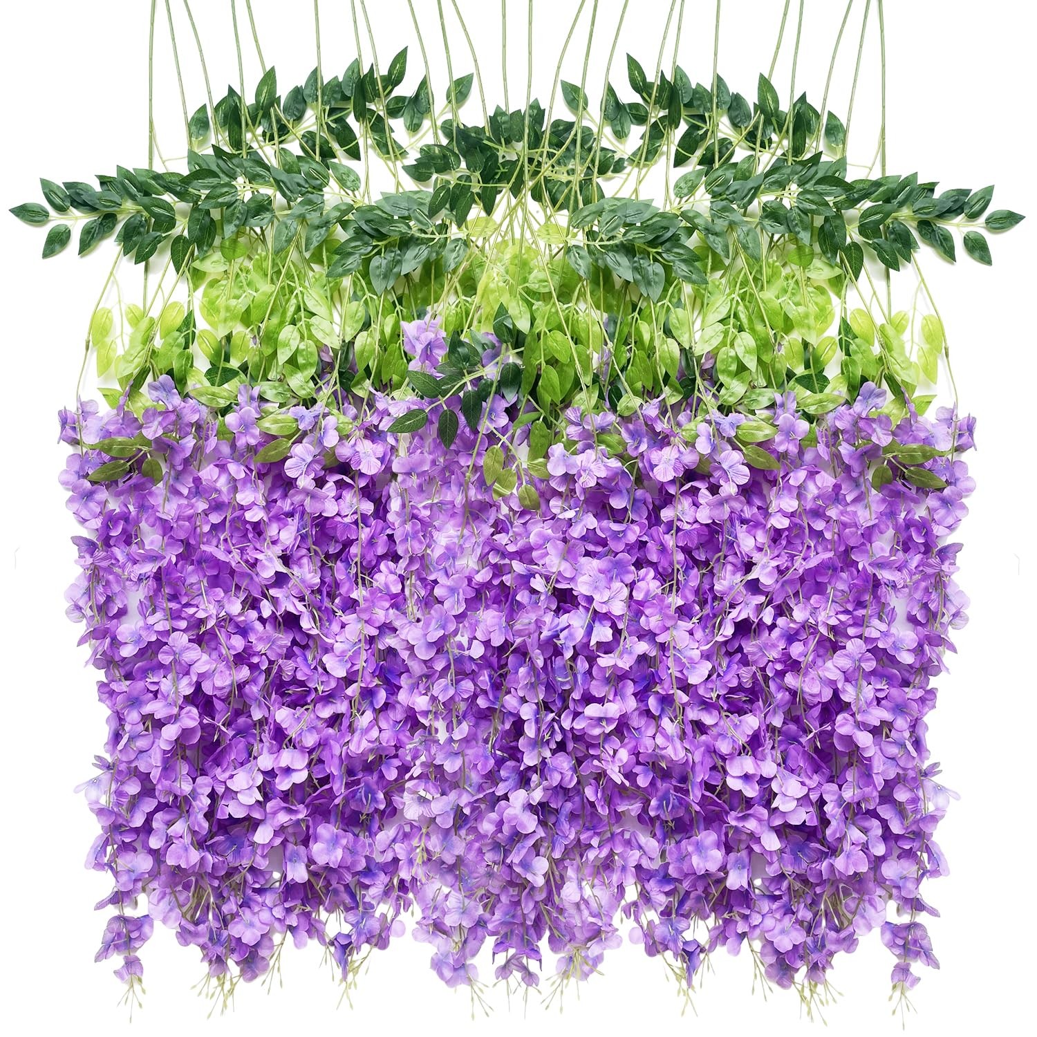 Artificial Wisteria Garland Silk Vine Flowers 43 Inch 12 Light Purple Decor