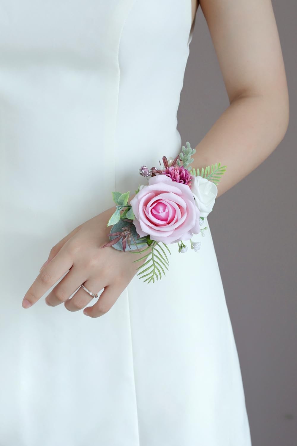 Pink Corsage And Boutonniere Set Prom Wedding Artificial Flower Decor