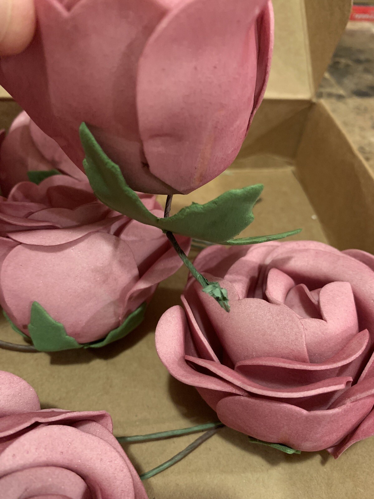Ling’s Moment Realistic Artificial Roses Flowers 8pc Dusty Pink Rose DIY Wedding