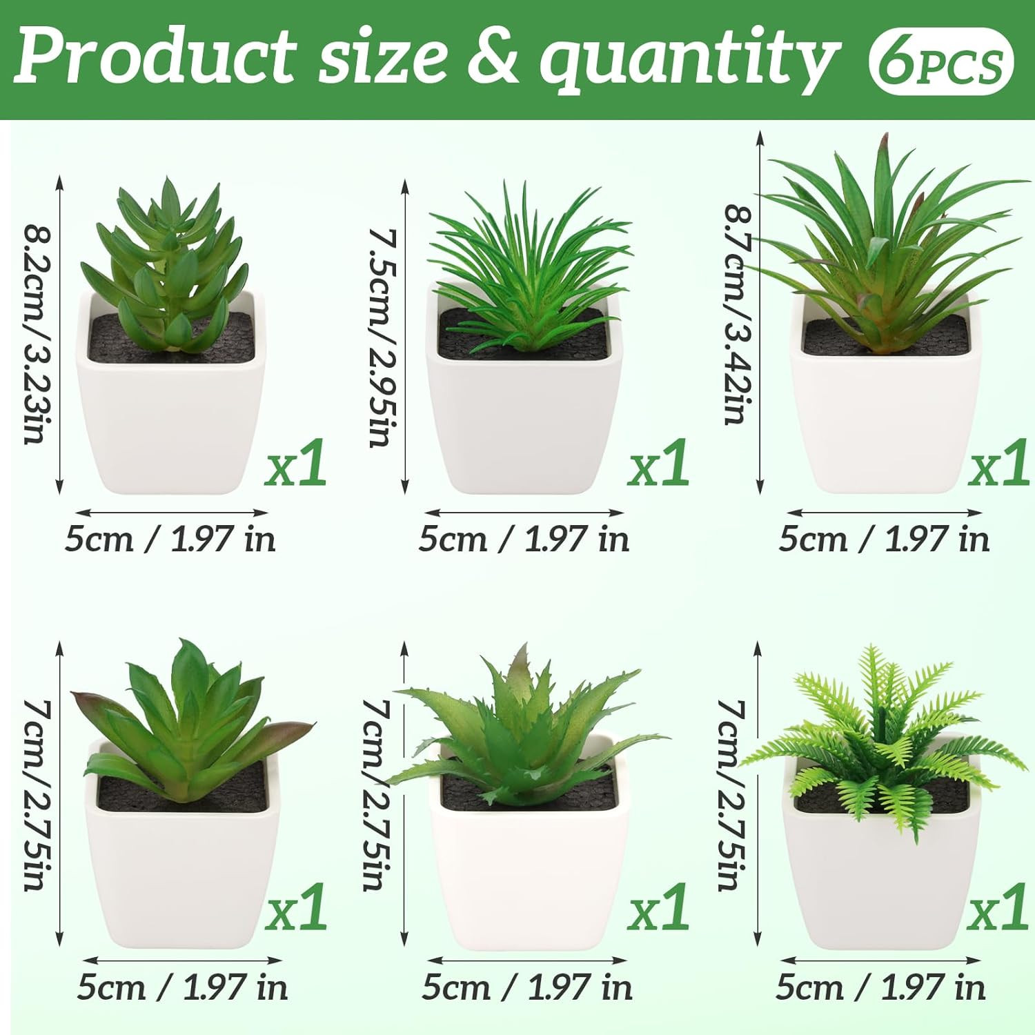 6Pcs Realistic Fake Succulents Plants Potted Decoration Small