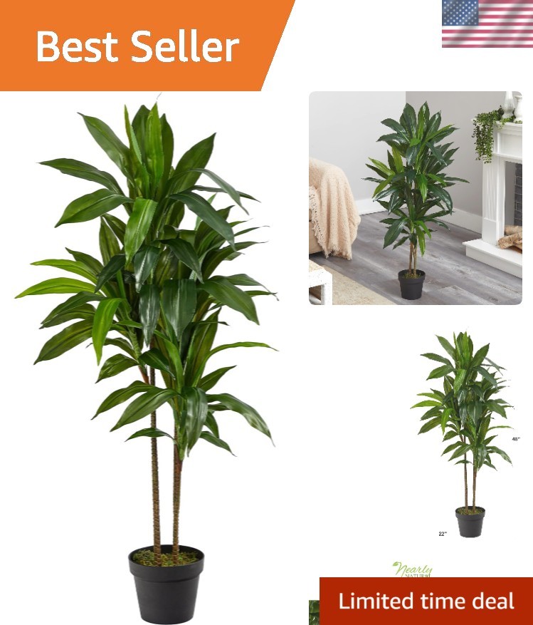 Lifelike 48in Dracaena Silk Plant for Elegant Home Decor – Bendable Branches