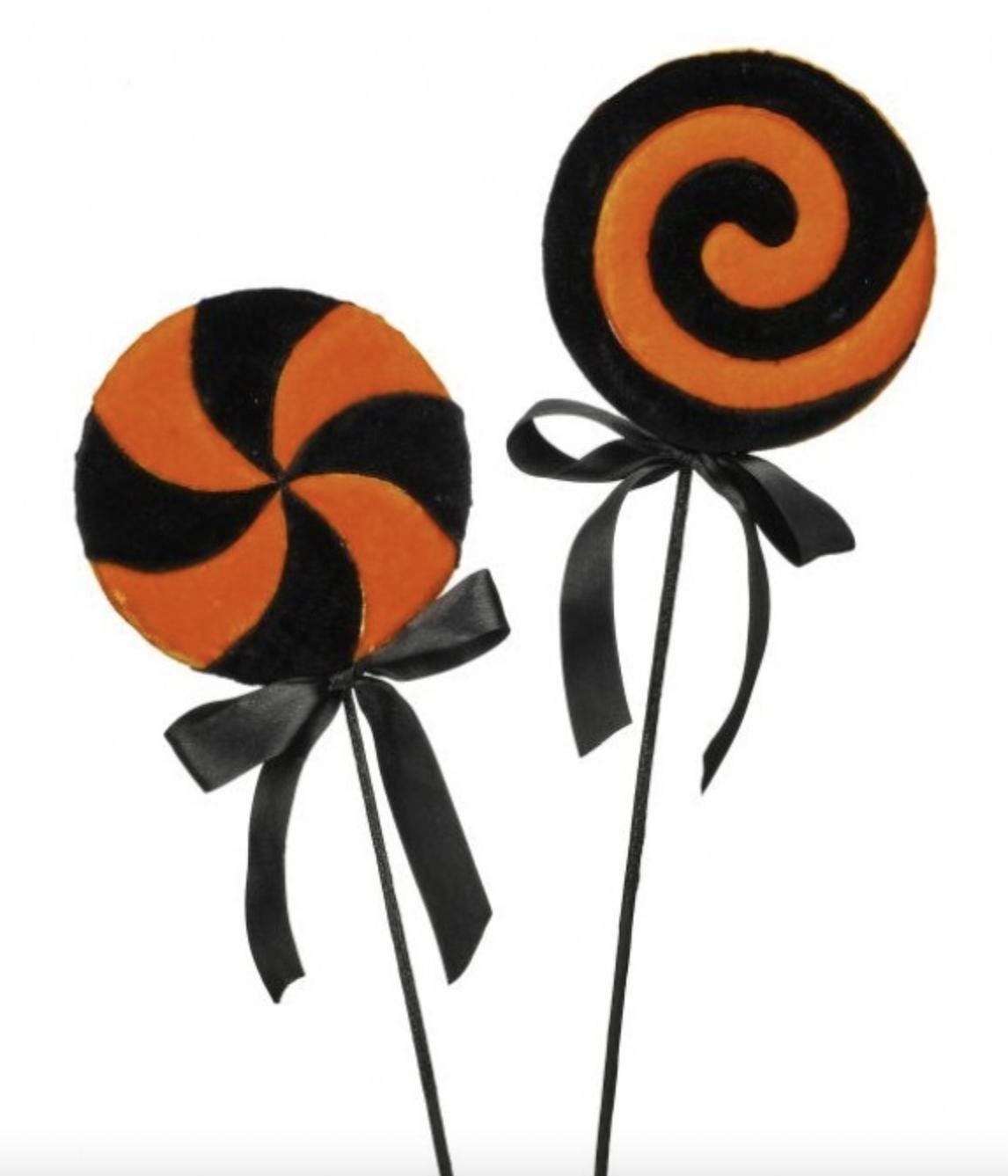 Regency Velvet Black and Orange Halloween Lollipops Autumn Fall Decor Accent