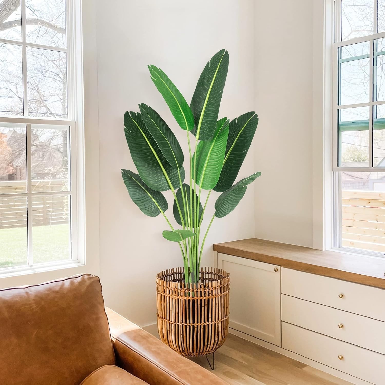 1/2PCS Artificial Banana Tree Tall Fake Palm Tree Plant Home Decor 48/60/72in