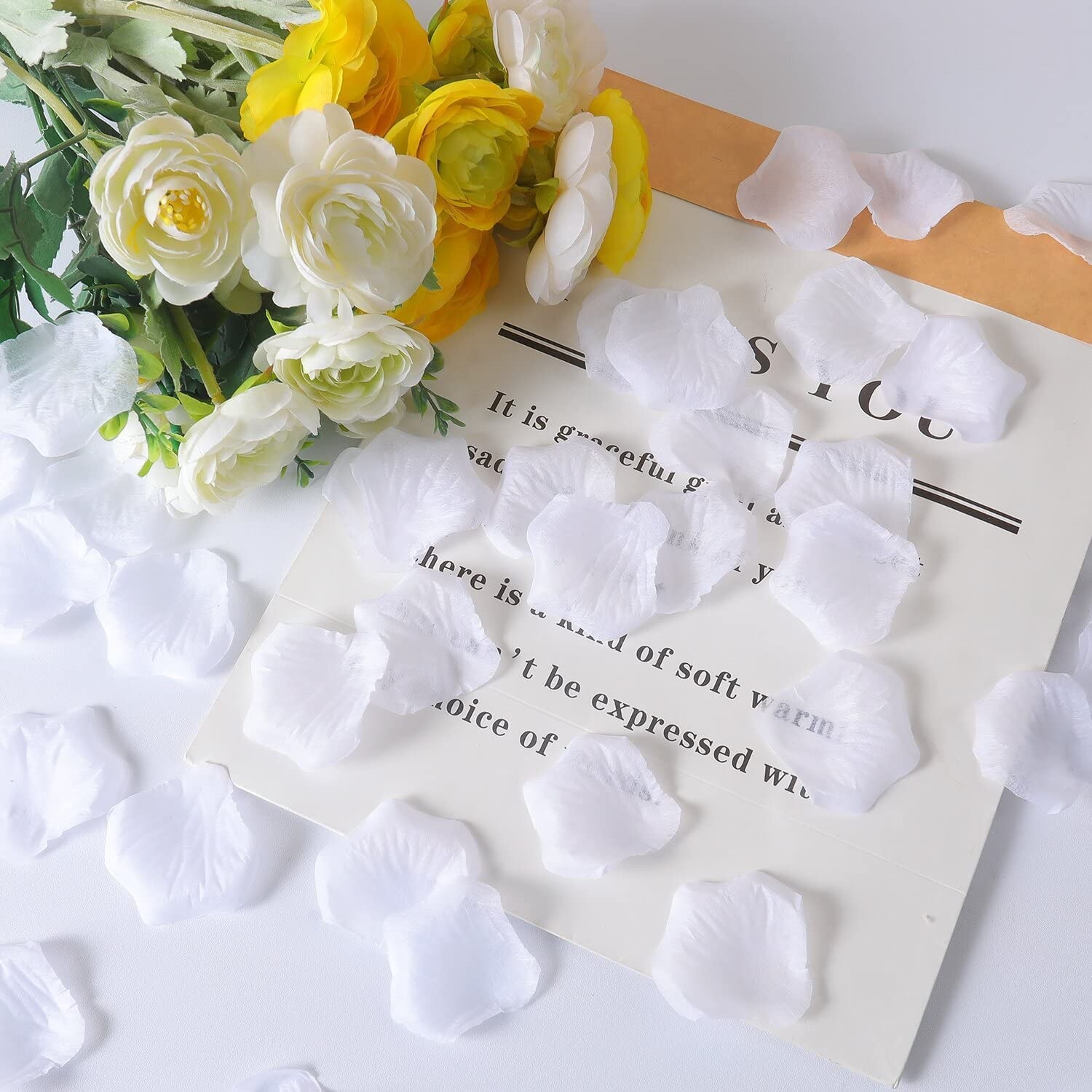 0.9 Pound White Rose Petals,5000 Pcs Faux White Flower Petals for Weddings,Ar…