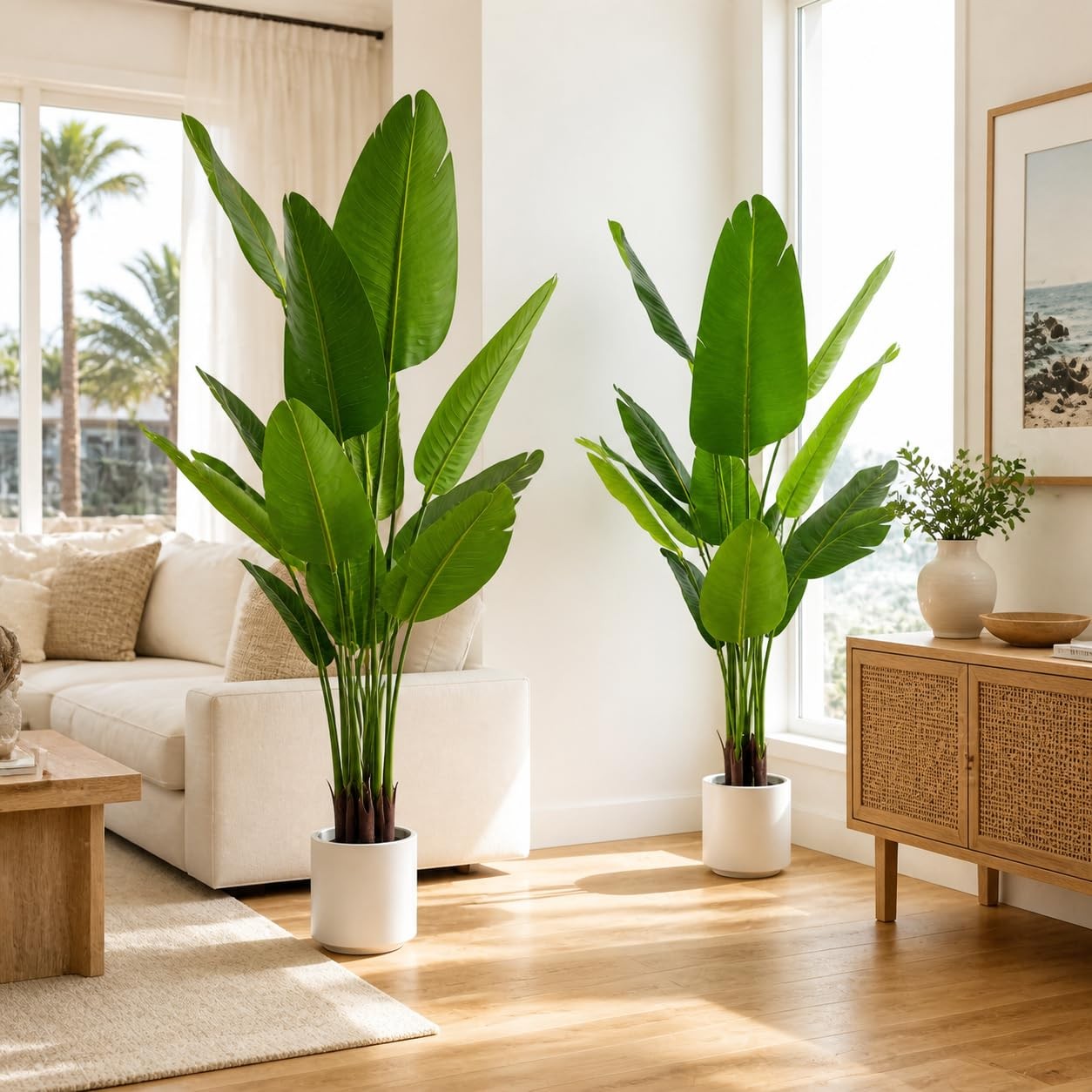 Artificial Bird of Paradise Plant 5.2ft, Faux Banana Leaf Tropical Trees with…