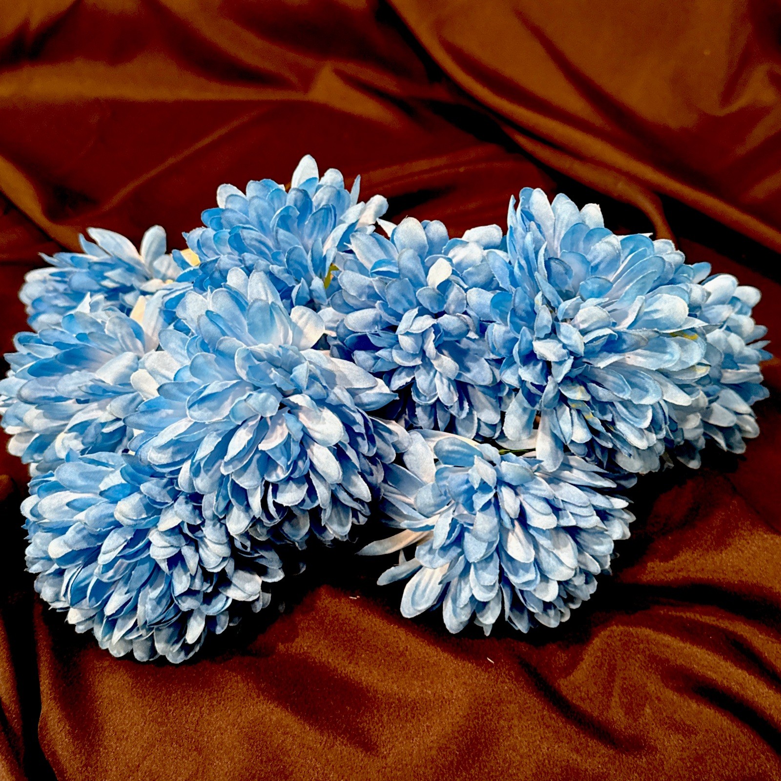 10pcs Artificial Chrysanthemum Ball Flowers Faux Mum Flower Bouquet Blue