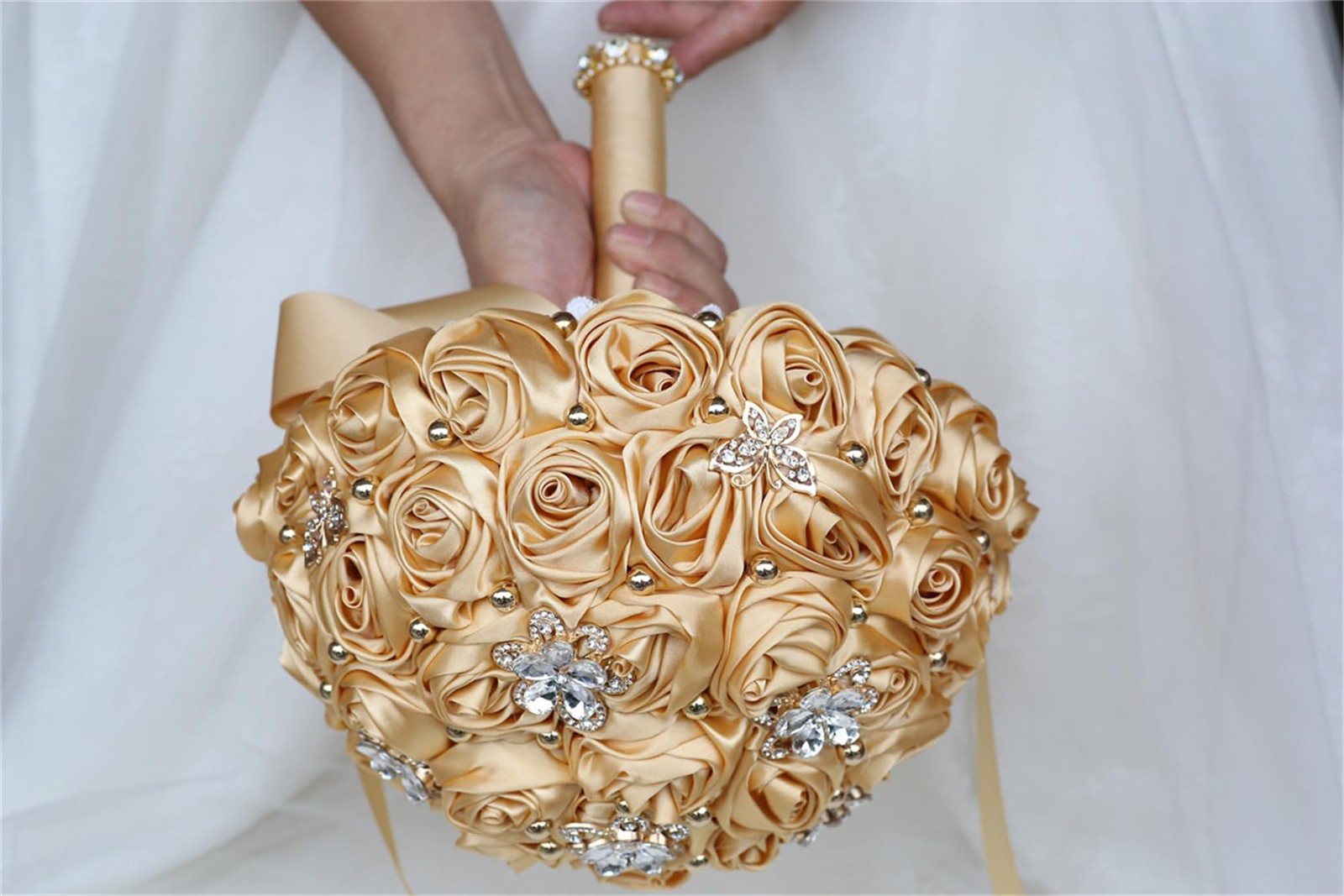 Handmade Rhinestone Bridal Bouquet Crystal Wedding Round Tossing Bouquet Arti…