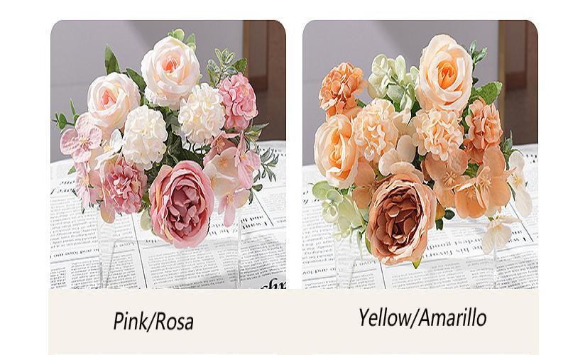 7-head Silk Peony Rose & Hydrangea Bouquet – Elegant Decor for Home & Events