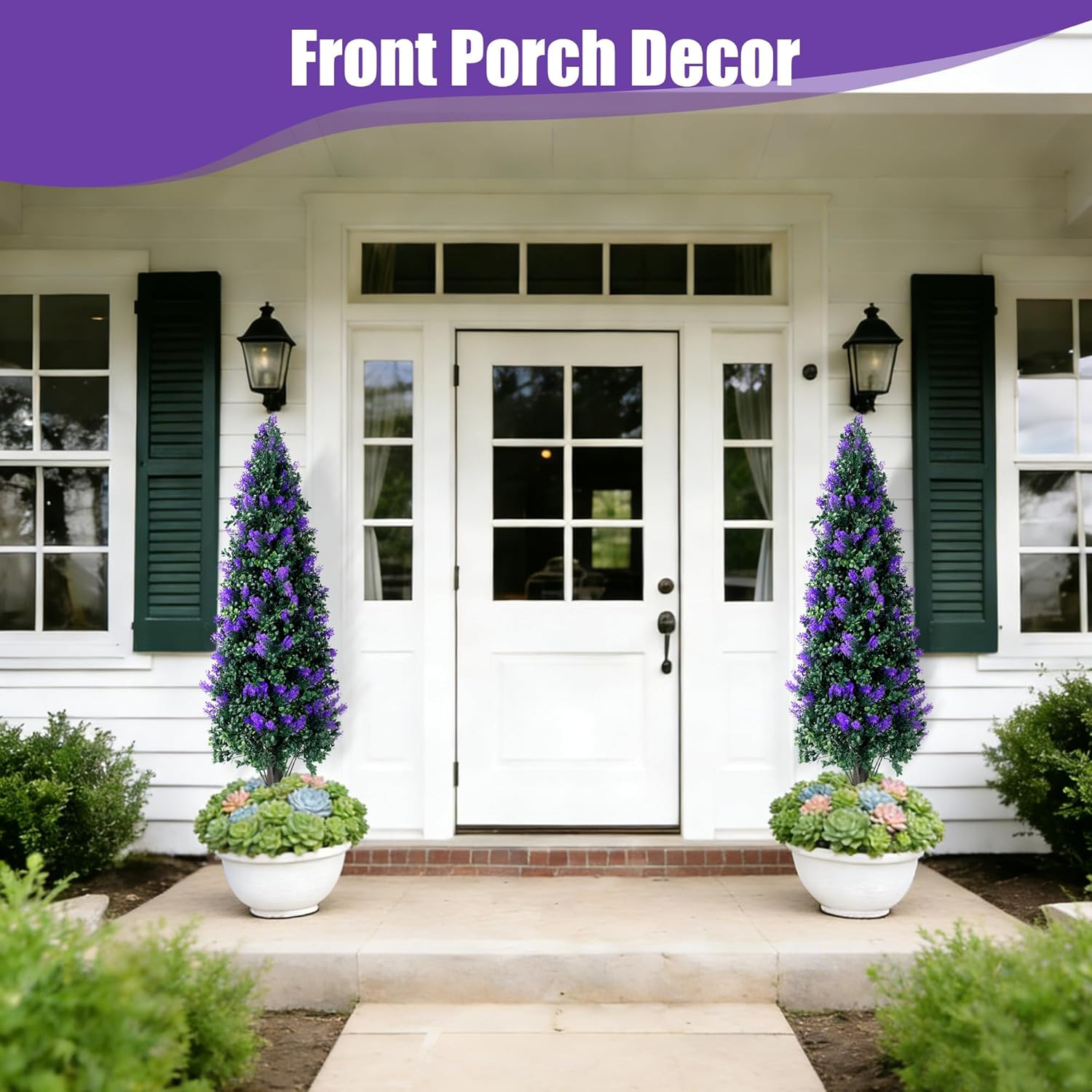 Set of 2 UV Resistant 3.3FT Artificial Lavender Topiary Trees for Indoor/Outdoor