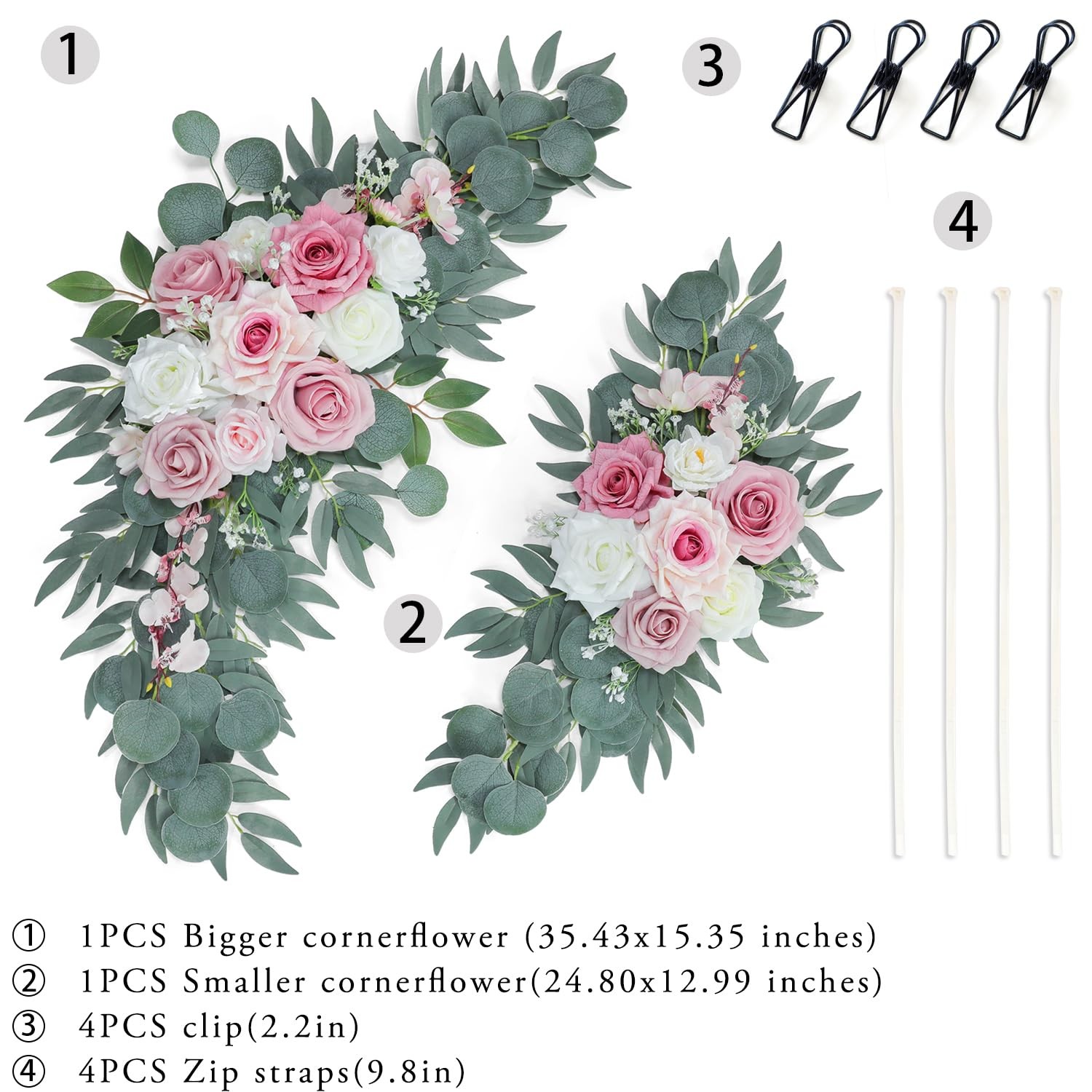 Artificial Wedding Arch Flowers (Pack of 2), Dusty Rose Wedding Flowers for W…