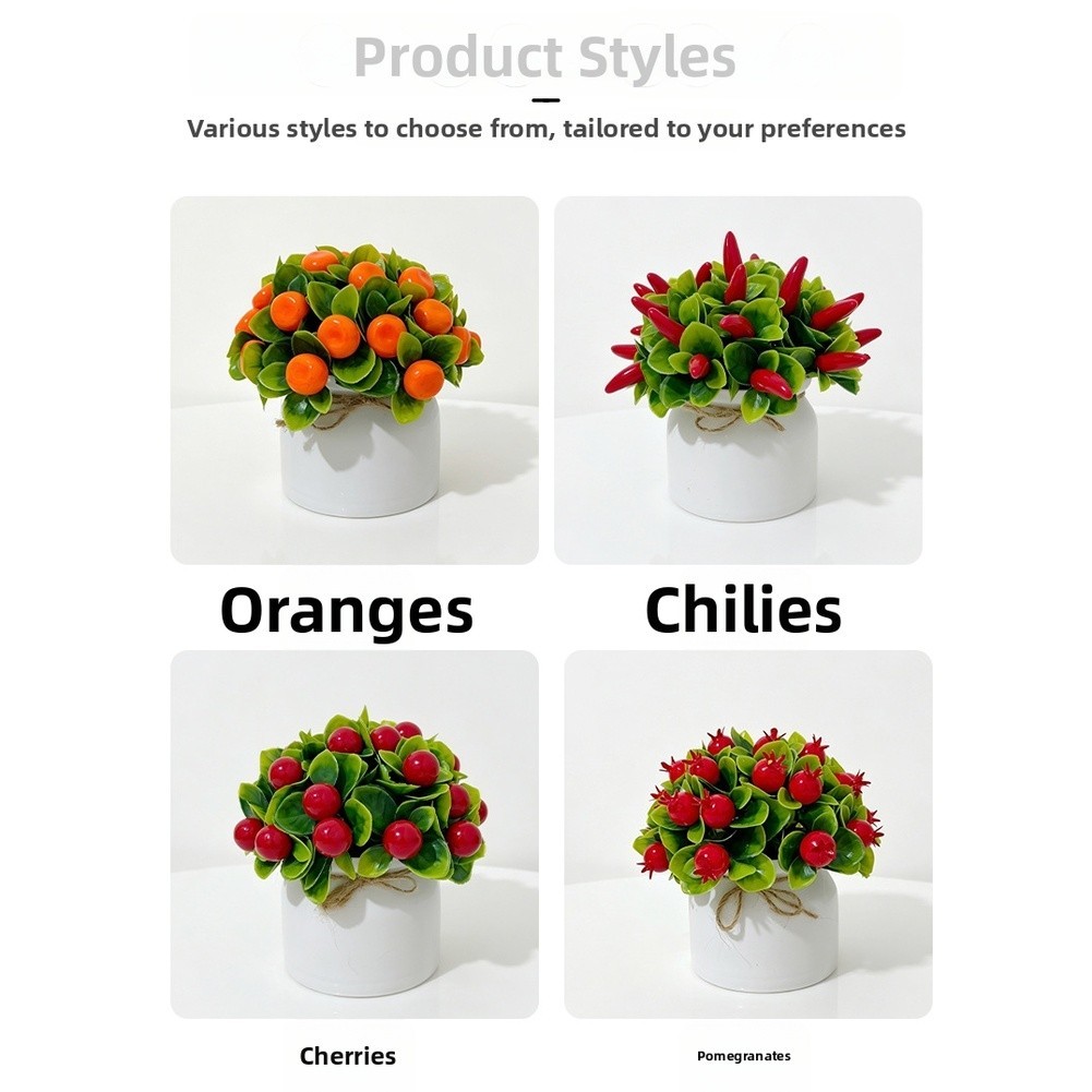 Tabletop Artificial Fruit Bonsai 27 Pcs Potted Plants for Home Office Decor