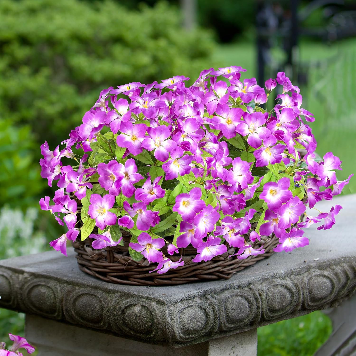 Vibrant 15.7″ Purple Artificial Azalea Flowers – Set of 4 for Outdoor Decor
