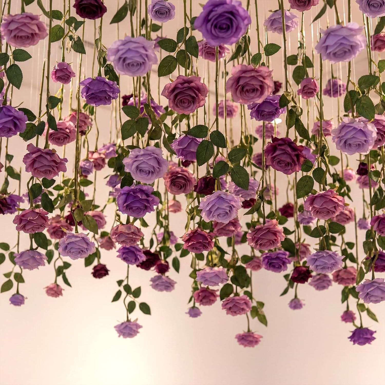 60 Pack Purple Rose Hanging Floral Garland for Weddings & Parties Decor