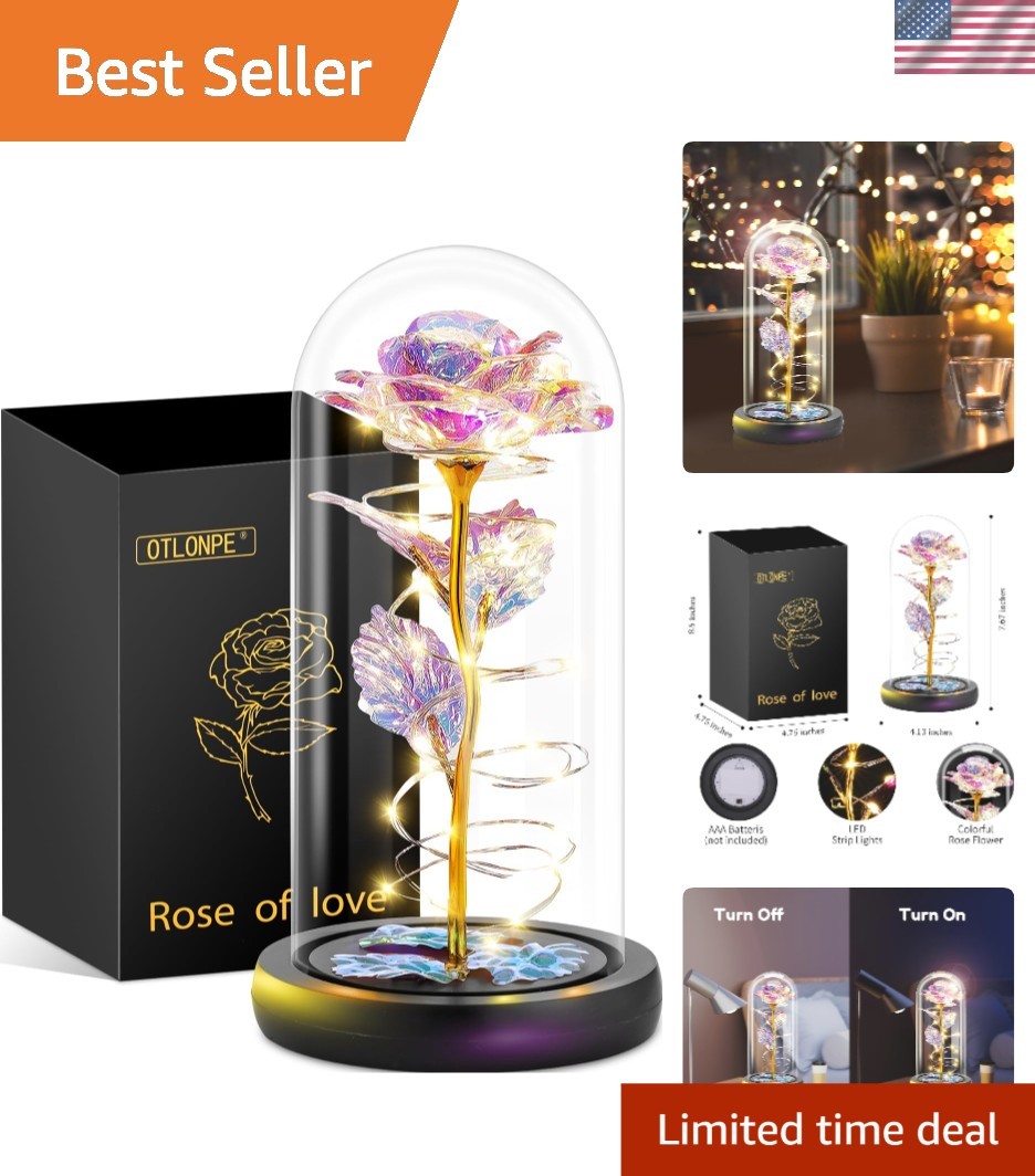 Charming Colorful Rose Flower Lamp – Cordless Decor & Constant Reminder of Love