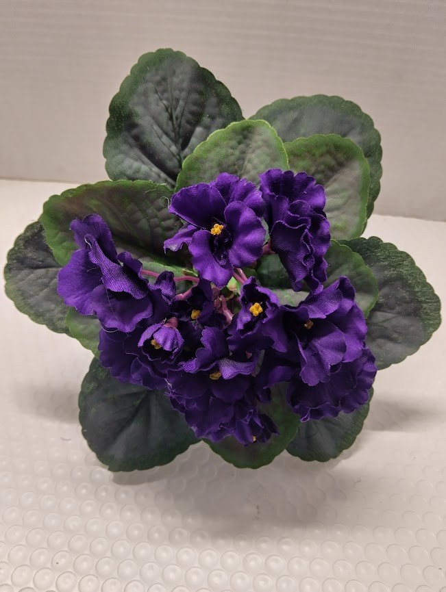 8″ ARTIFICIAL Semi-Miniature African Violet (PURPLE) – no pot.