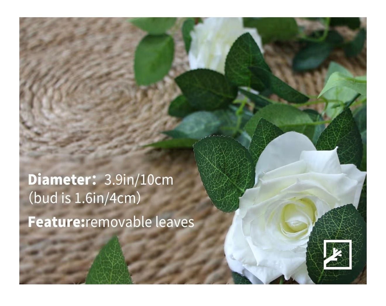 5-Pack Artificial White Rose Garland 32.5ft – Hanging Silk Flower Vines for Wedd