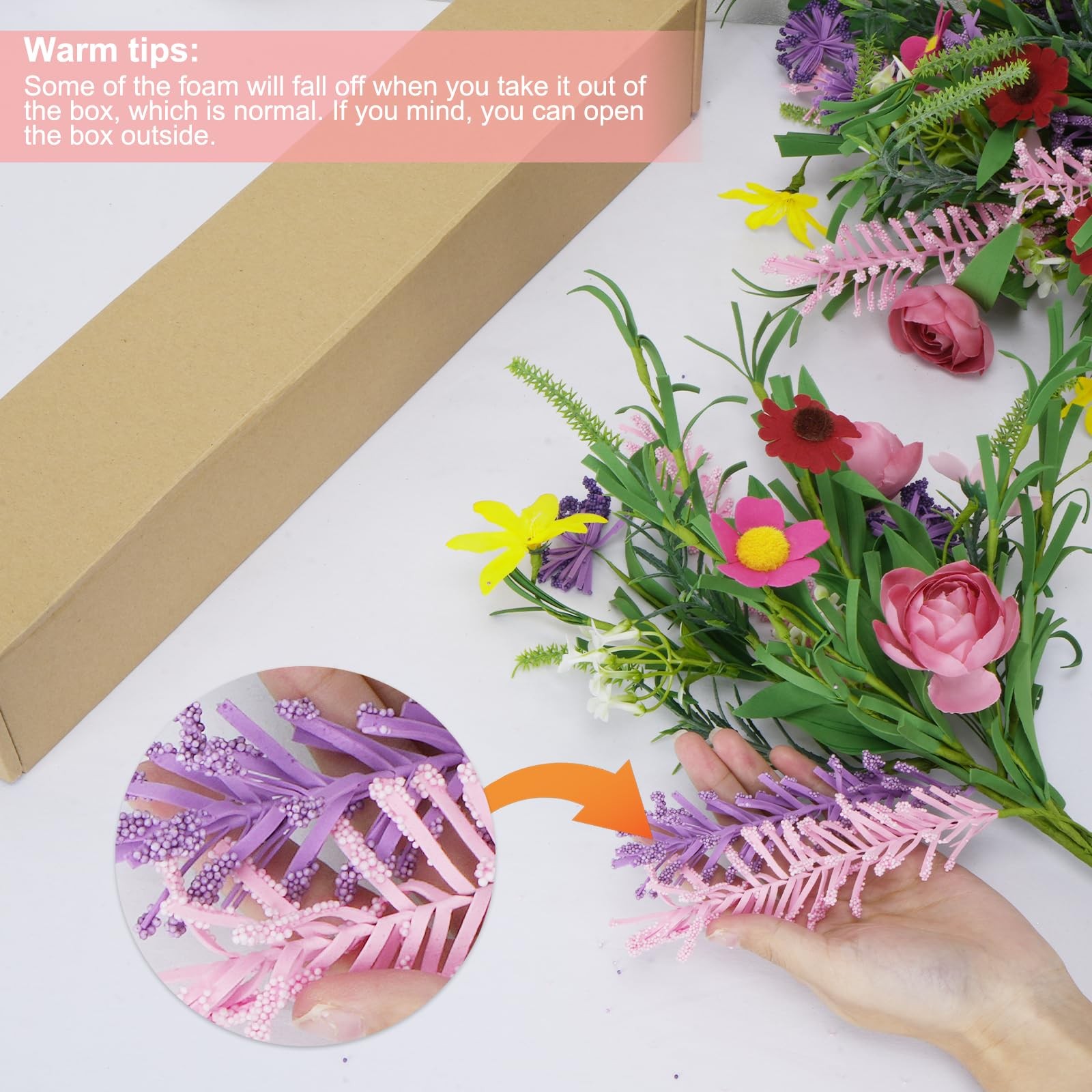 3 Bundles Artificial Flowers Decoration Faux Roses Bouquet Daisies Silk 19.6in