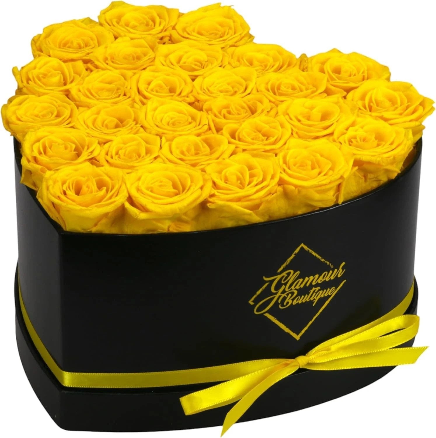 Eternal 27 Yellow Roses Heart Box – Preserved Flowers Gift for Her
