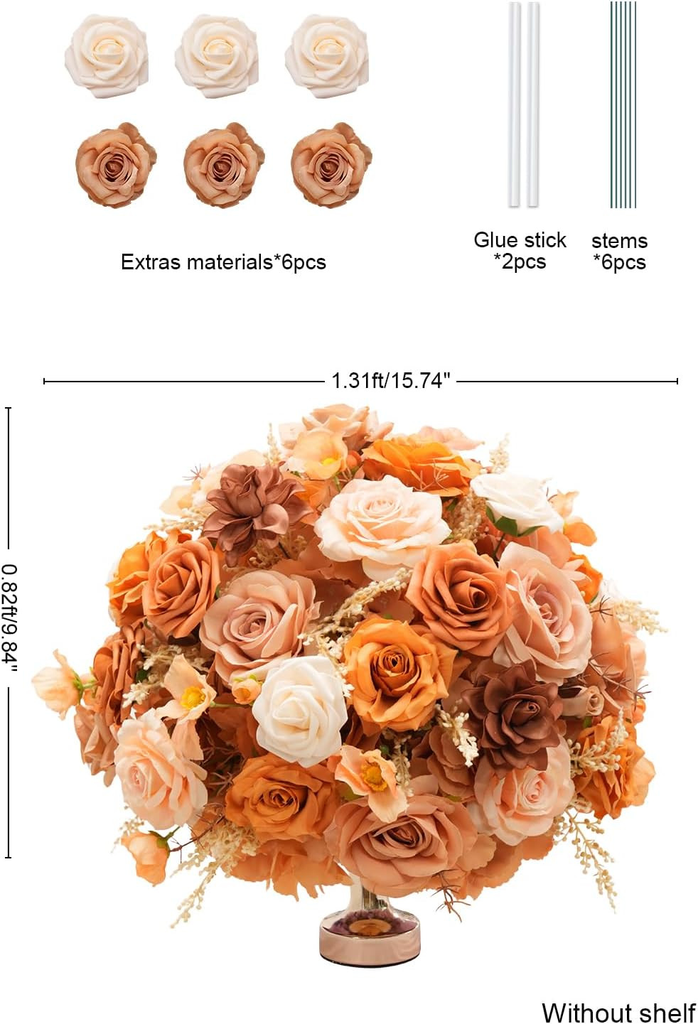 2Pcs 15” Autumn Artificial Flower Centerpieces for Weddings & Parties