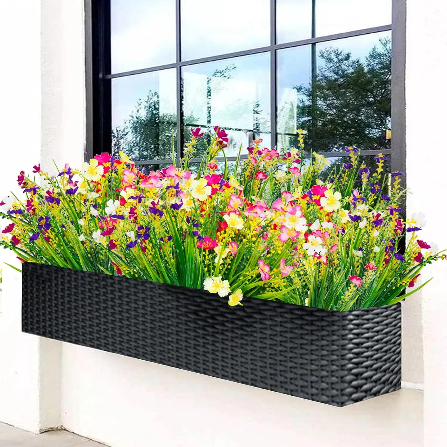 12 Bundles Artificial Outdoor Flowers Fake Silk Plants Spring Decoration Indoor