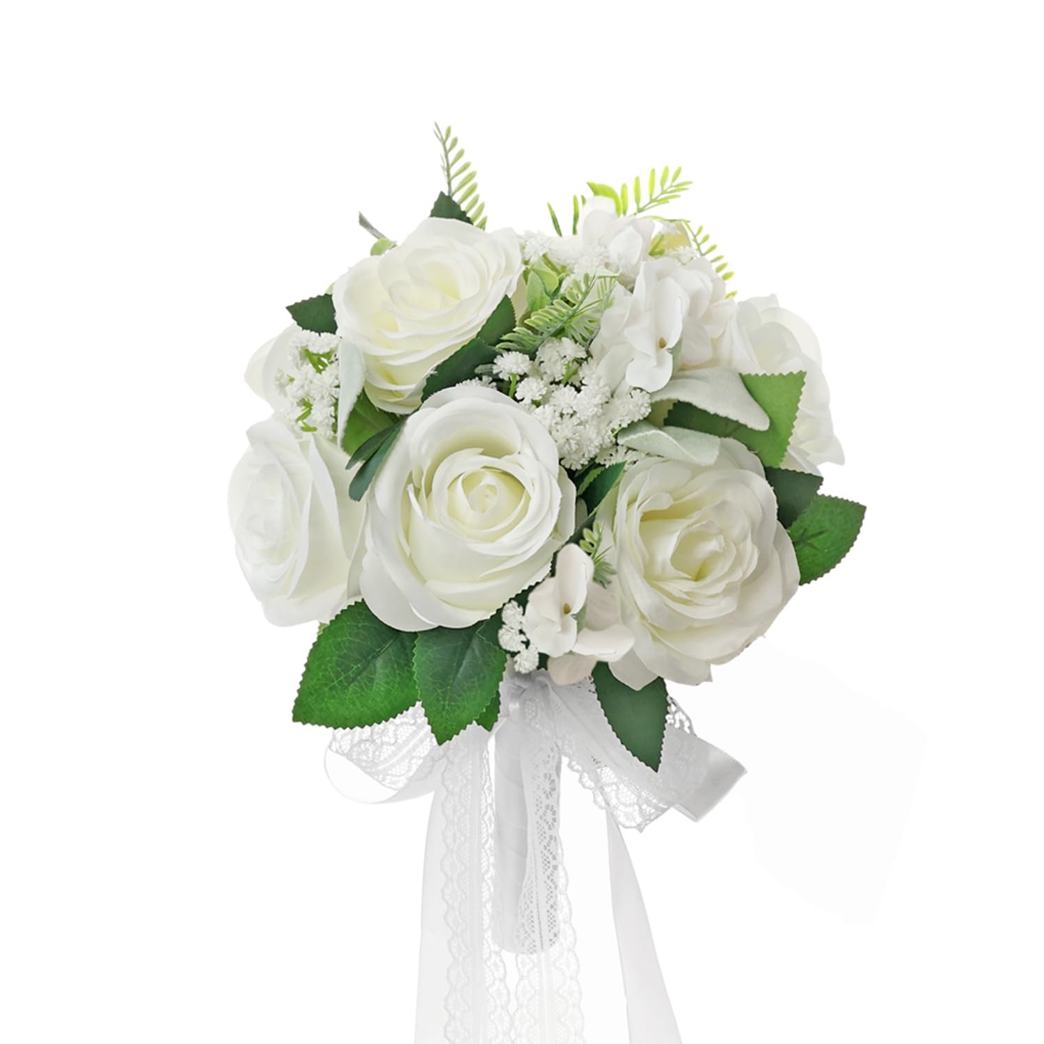 Ivory White 9 Inch Wedding Bouquets Artificial Roses Flowers Bridal Bridesmaid