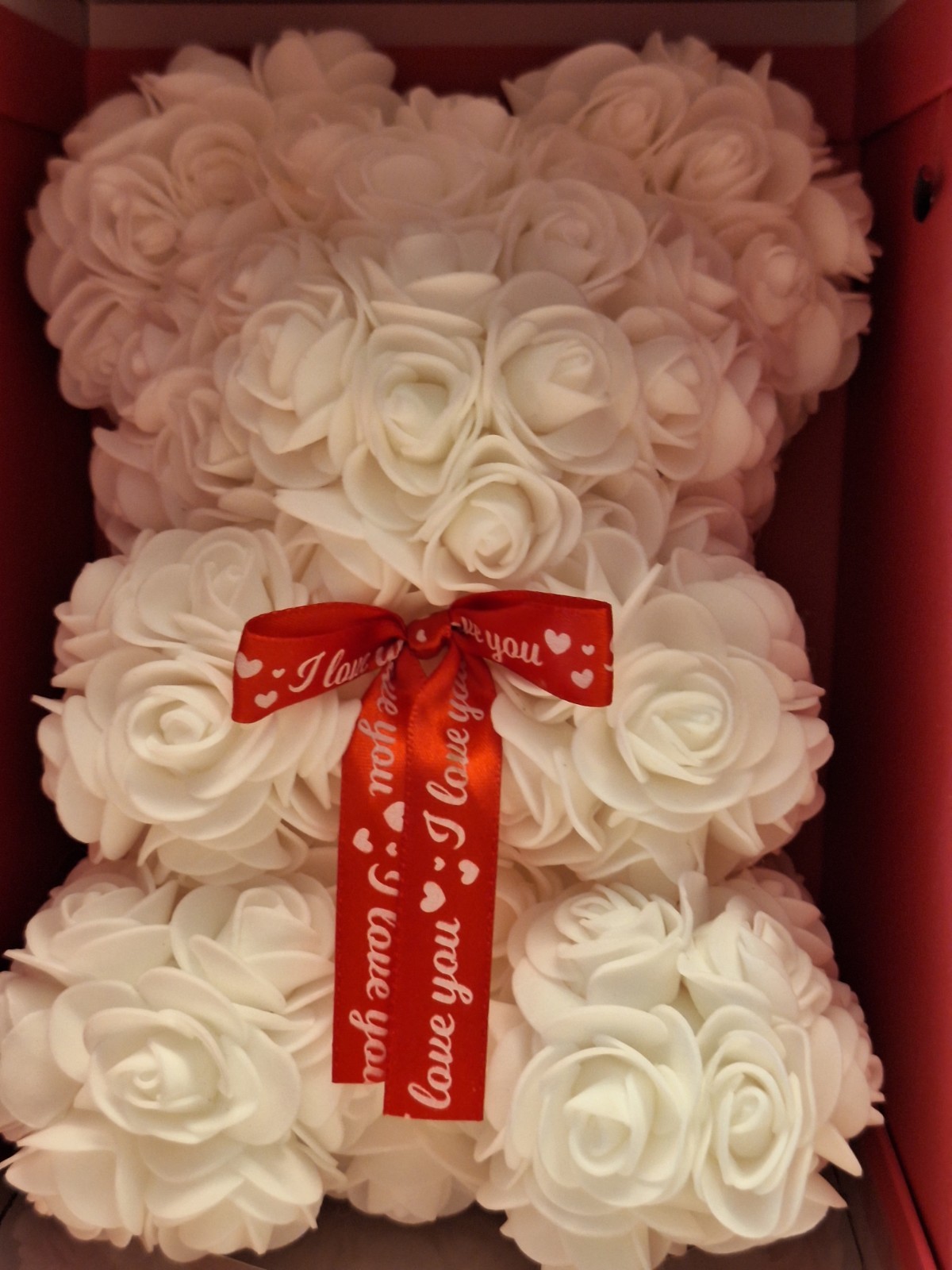Rose Bear White Celebrate Love Carry Case 10″ I Love You Heart Designs Gift NEW