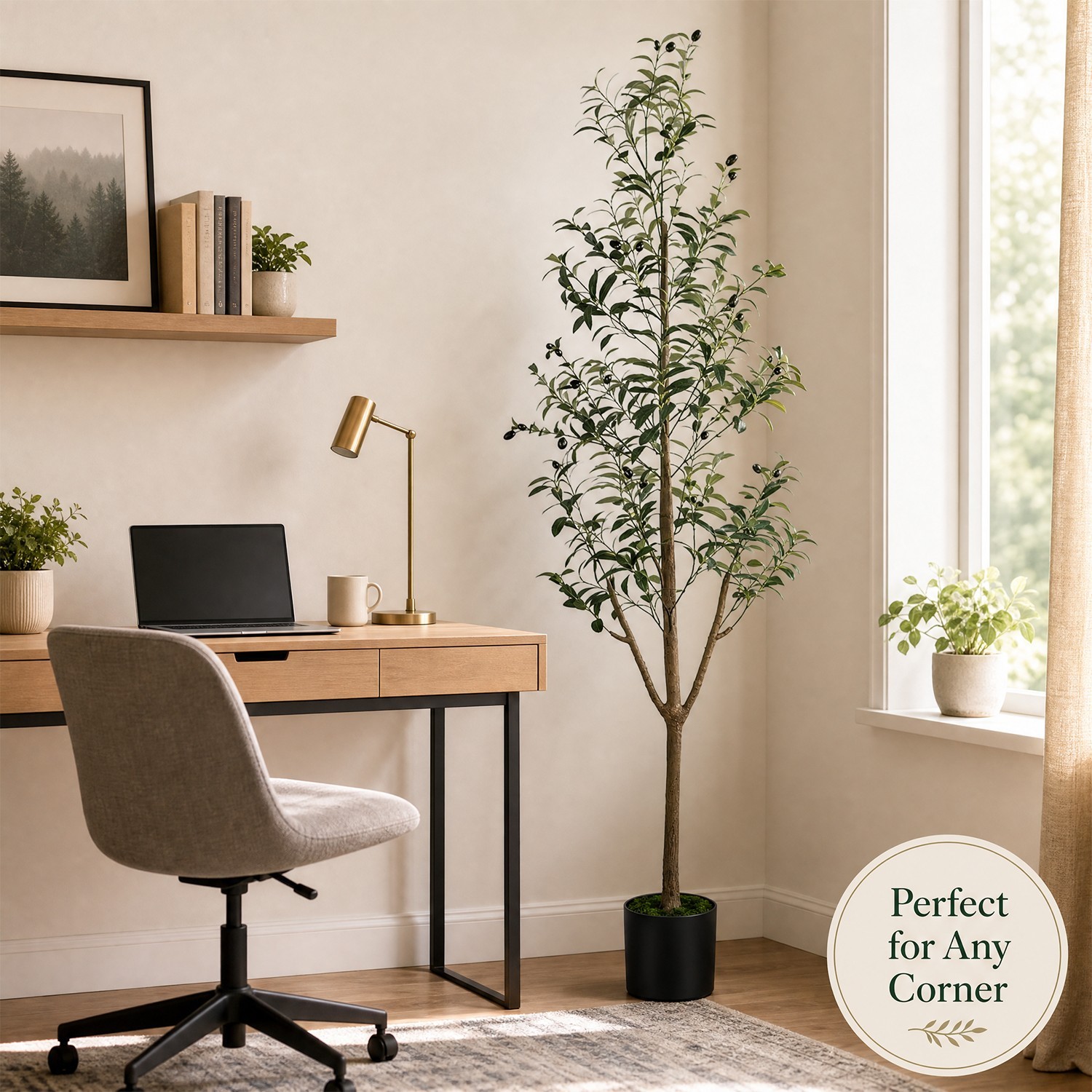 180cm Detachable Artificial Olive Tree Lush Leaves Potted Plant for Home Decor