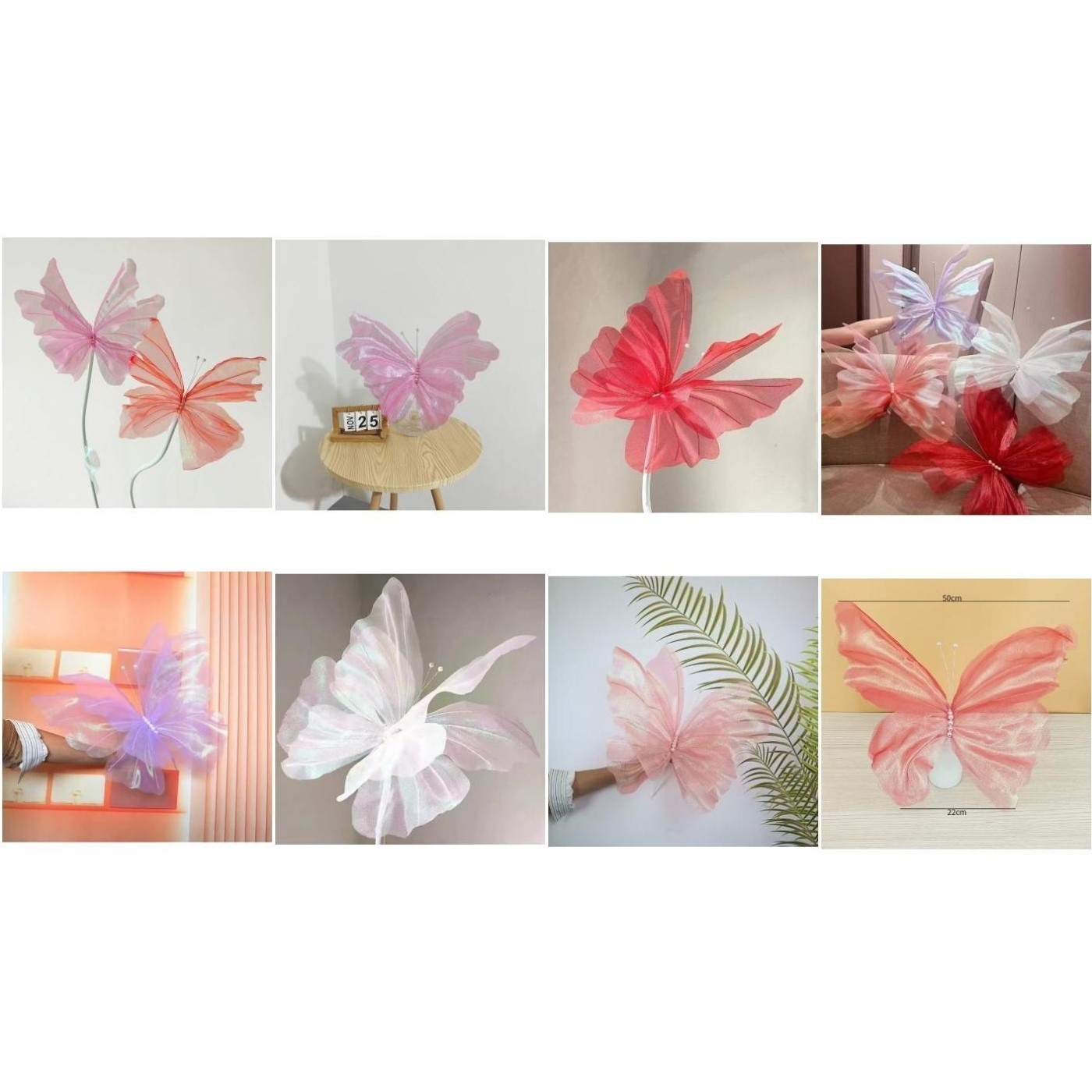 Large 50cm Hanging Silk Yarn Butterfly for Creative Wedding and Festival Decor
