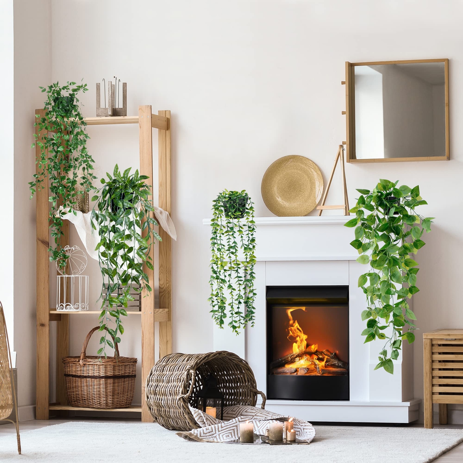 4 Plantas Colgantes Artificiales De Hiedra Falsa Para Decoración De Pared Hogar
