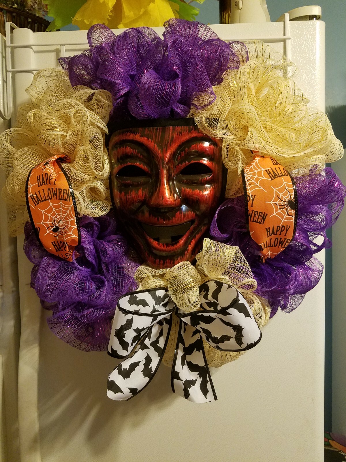Handmade Rustic finish skull mask Halloween wreath Please go to my page and see