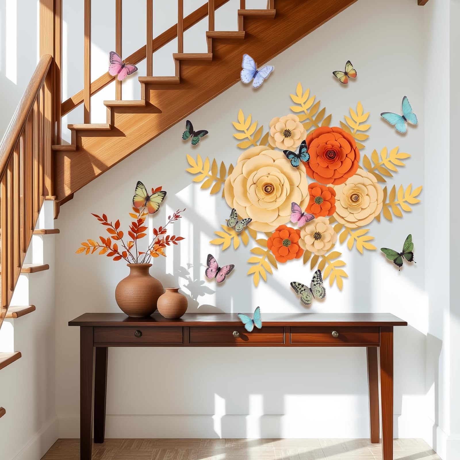 JAZZ Spring Artifical Flowers Decorations for Wall, Orange Bulletin Board Dec…