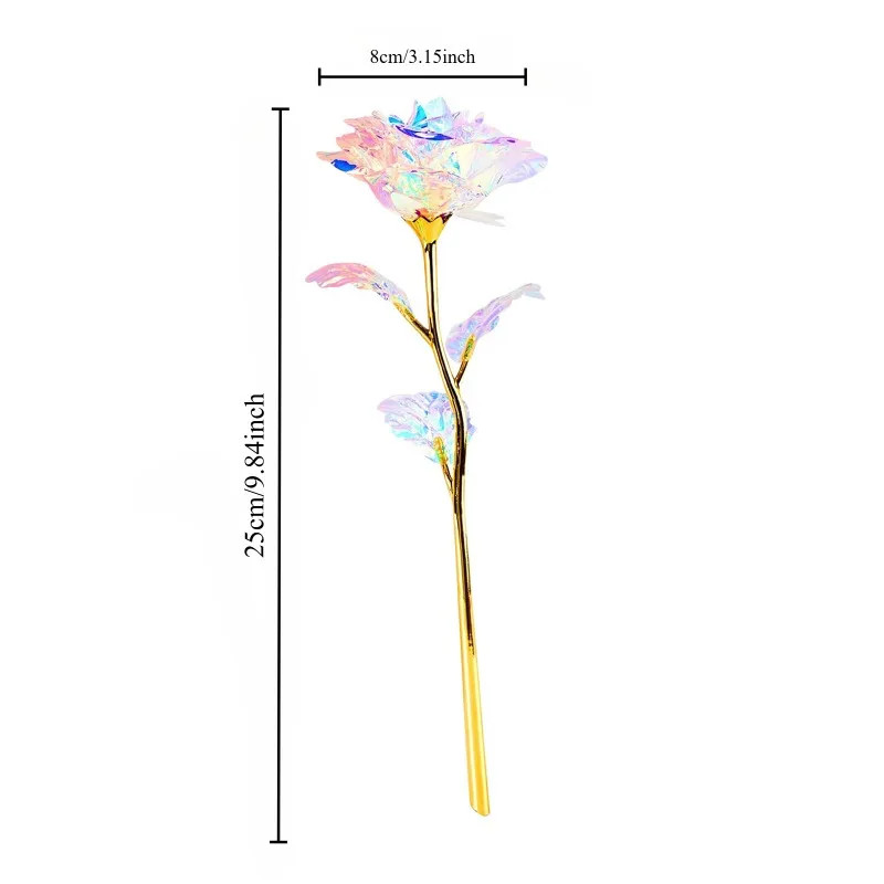 Rose Colorful Rainbow Artificial Flowers Crystal Flower Best Gifts for Mother’s