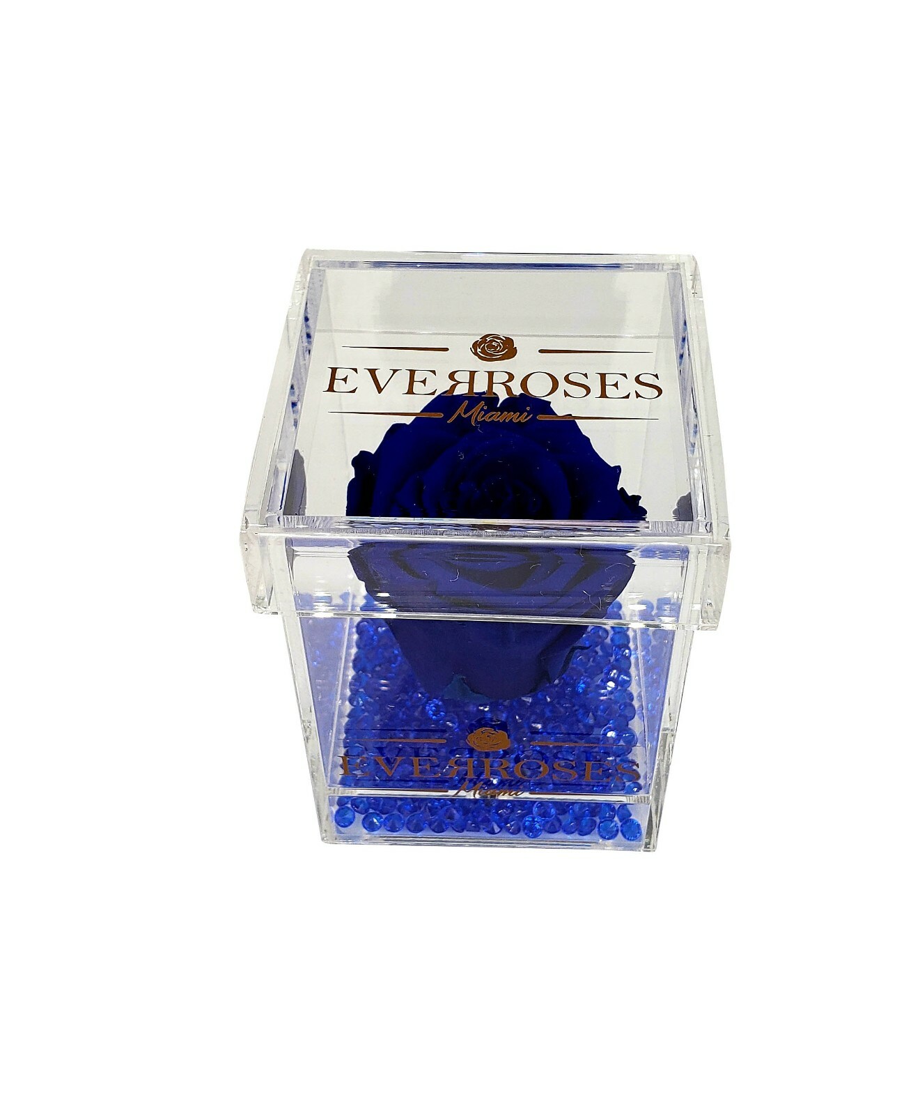ROYAL BLUE Rose in a single Acrylic box real long-lasting preserved rose