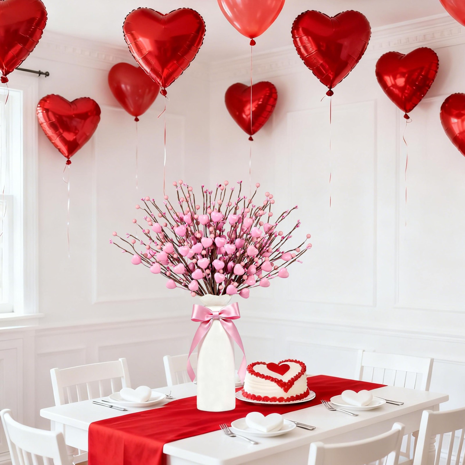 Valentine’s Day Gifts 24 Pack Valentines Day Decorations 17 Inch Pink Heart P…