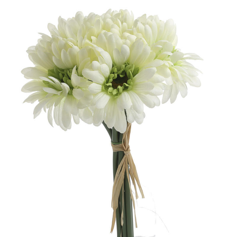 Set of 2 Cream Green Artificial Gerbera Daisy 10-1/2″ Bundles