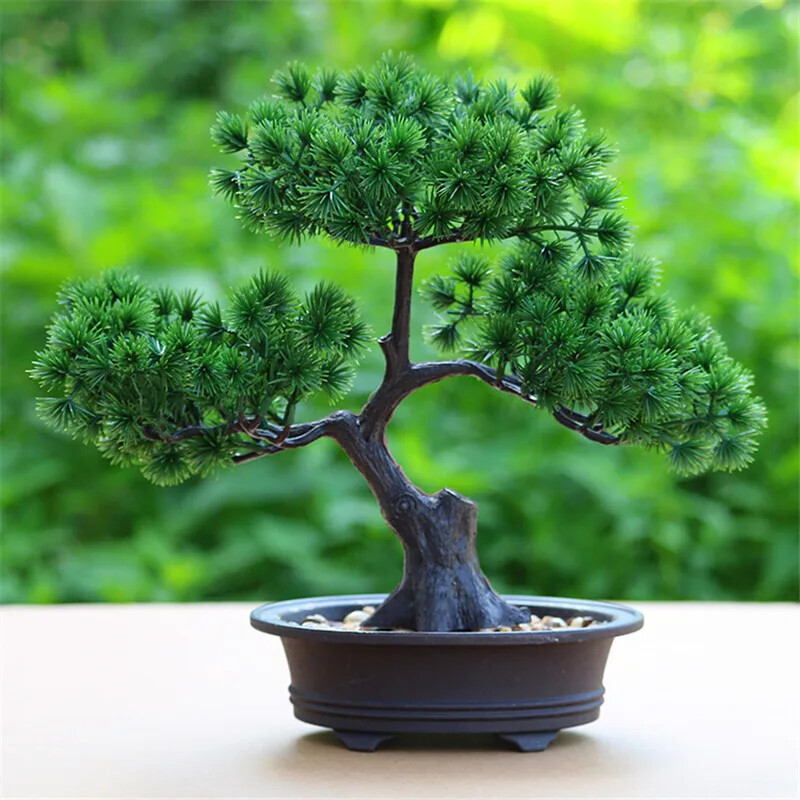 Flower Bonsai Zen Simulated Tree Pine Potted Desktop Decoration Fengshui