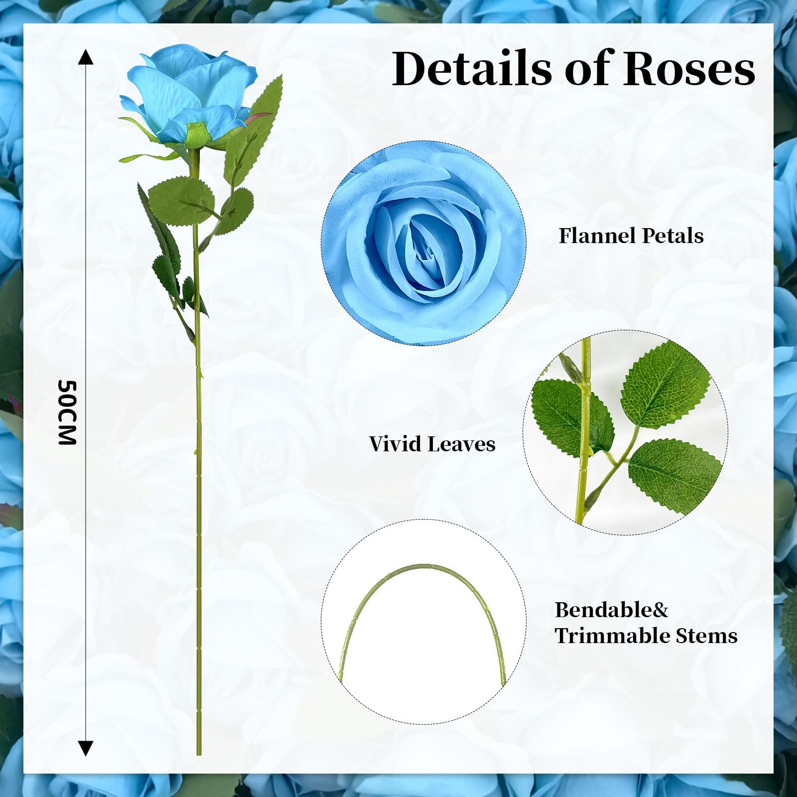 10 PCS Artificial Roses with Long Stems Silk Flowers Realistic Foam Flowers F…