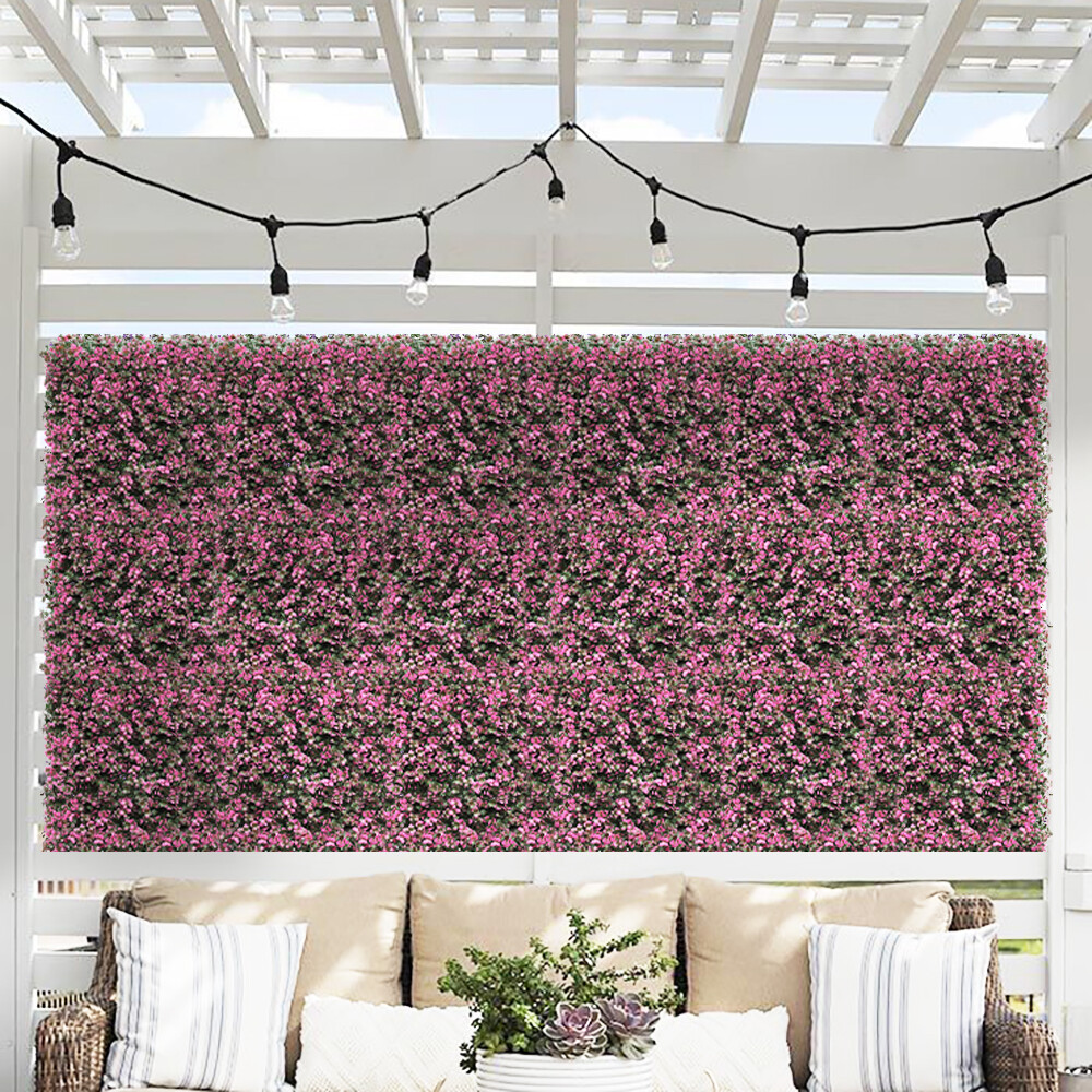 20″x20″ Artificial Faux Leaf Pink Reineckia Carnea Fence Screen Wall Decor Panel
