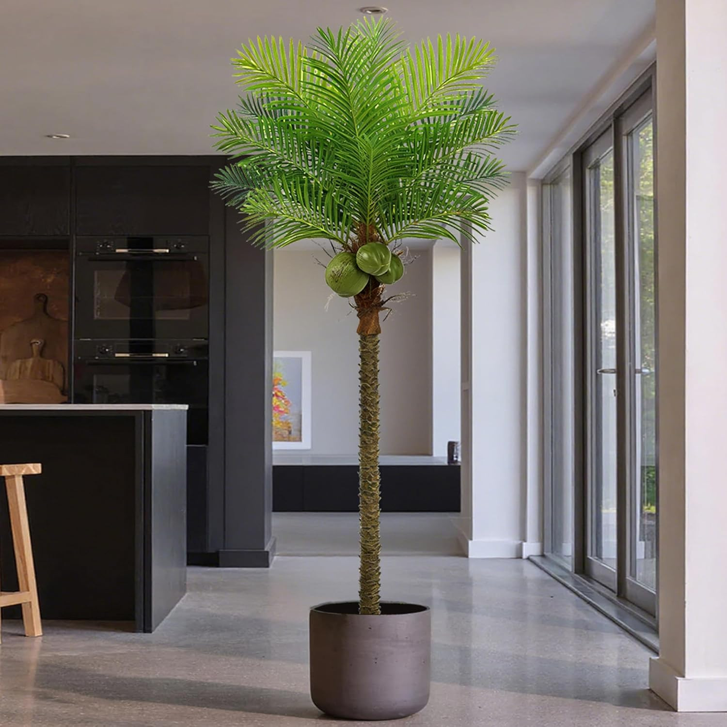 8FT Artificial Phoenix Palm Tree with Coconut Fruits for Indoor/Outdoor Decor