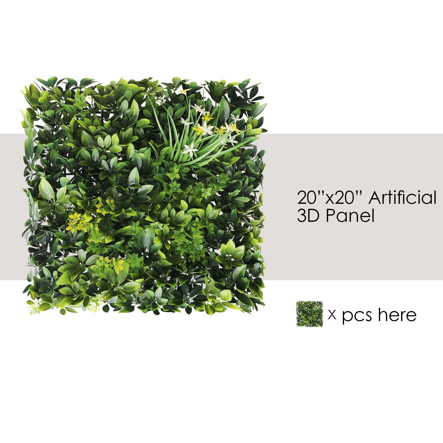 20″x20″ Artificial Faux #6 3D Mixed Panel Leaf Privacy Fence Screen Decor Hedge