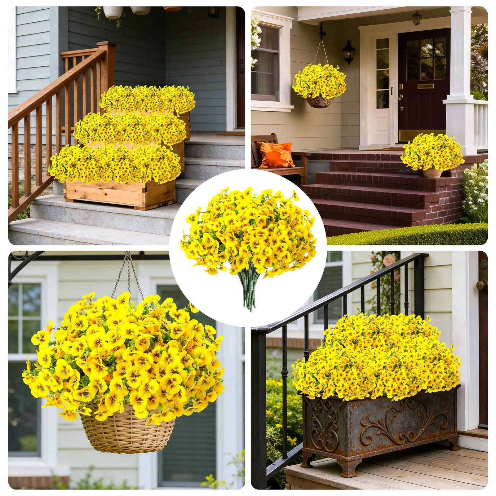 10pcs Outdoor Faux Flowers UV Resistant Artificial Fake Pansies Flowers with …