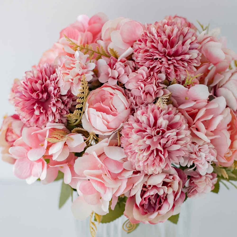 Blush Artificial Silk Peony Flowers Bouquet Table Centerpiece Wedding Decor