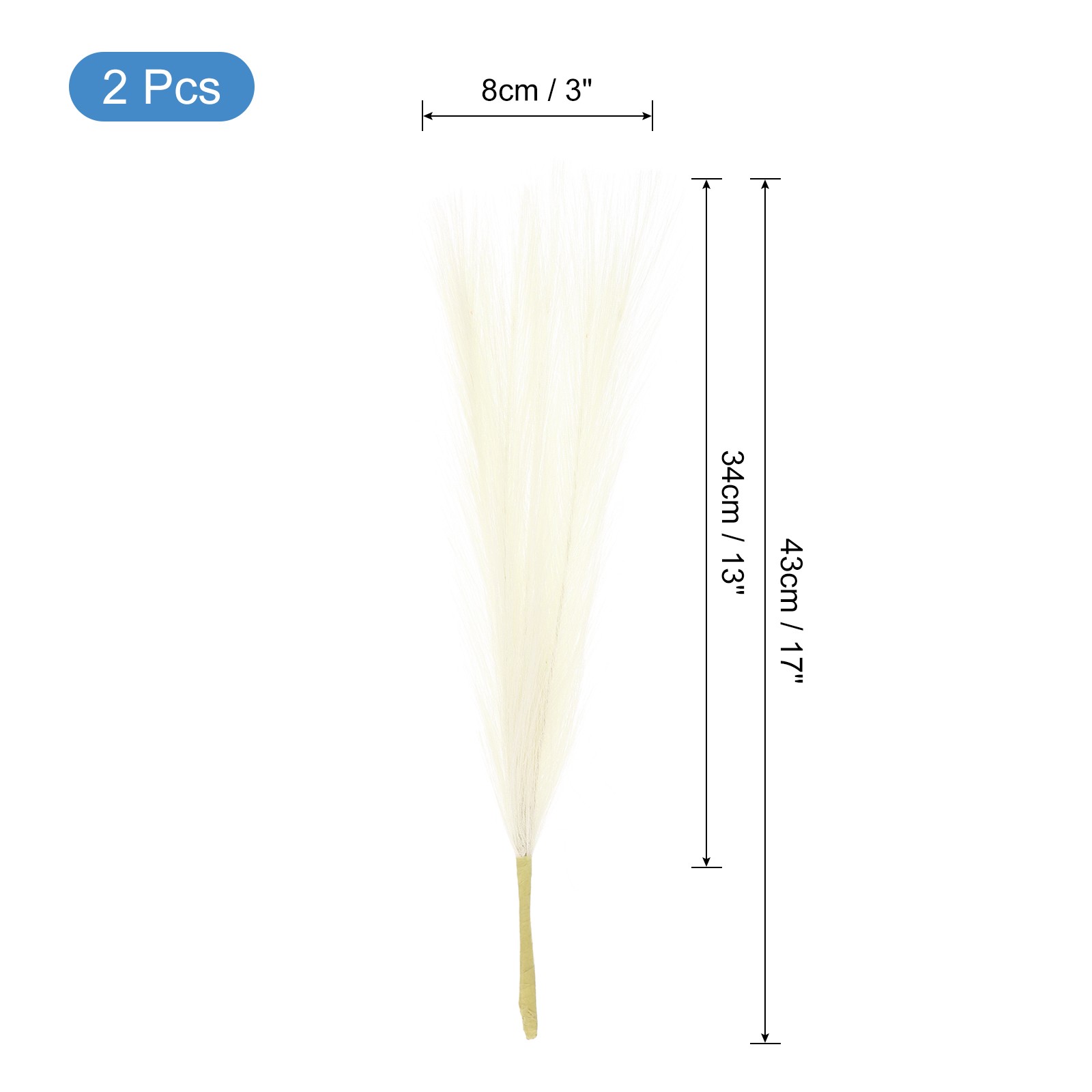 2pcs Faux Pampas Grass 17 Inch 10 Stem Artificial Grass for Decor, Cream