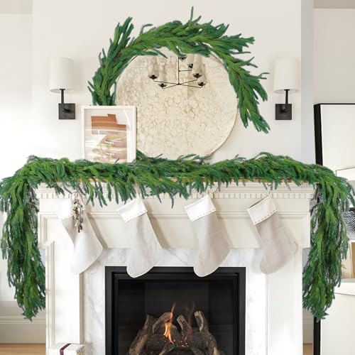 9 Ft Pcs Artificial Norfolk Pine Garlands, Realistic Pine Garland, 9 FT 2